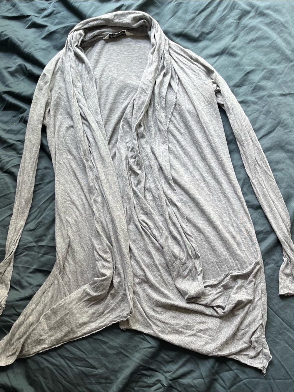 All Saints draped front open gray thin cardigan